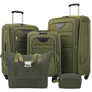 Softside Luggage 3 Piece Set With Duffel Bag 22" / 26" / 30" Lightweight Expandable Spinner Travel Case - Army Green