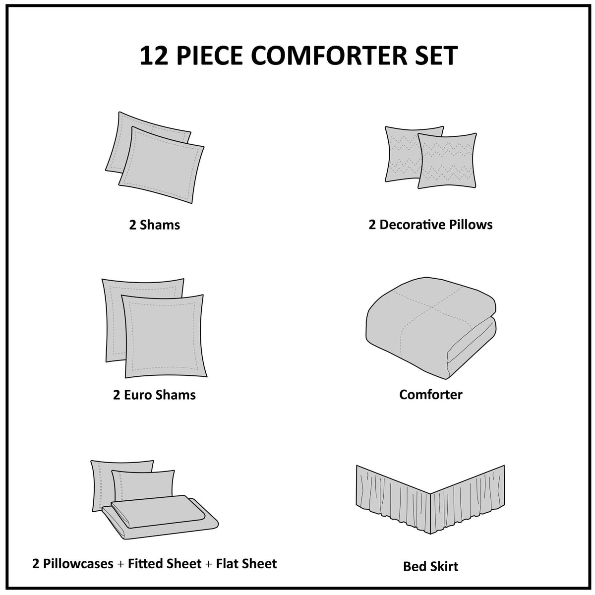 Lavine - Queen 12 Piece Complete Bed Set - Blue