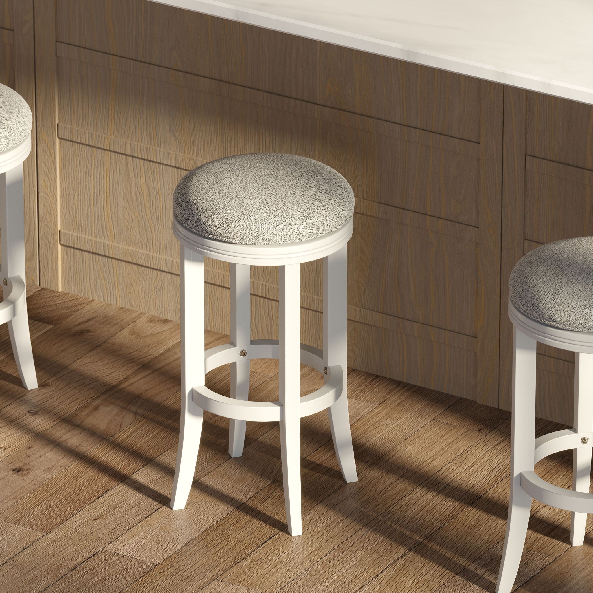 Backless Swivel Stool With Upholstered Seat