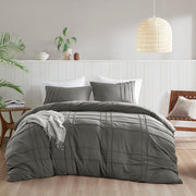 Porter - King Soft Washed Pleated Duvet Cover Set - Gray