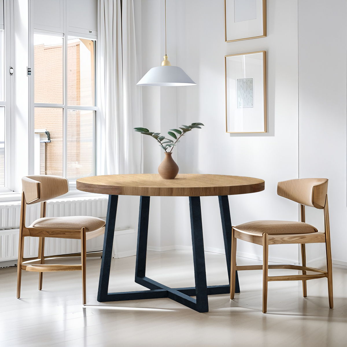 Reagan - Round Dining Table - Wheat / Slate