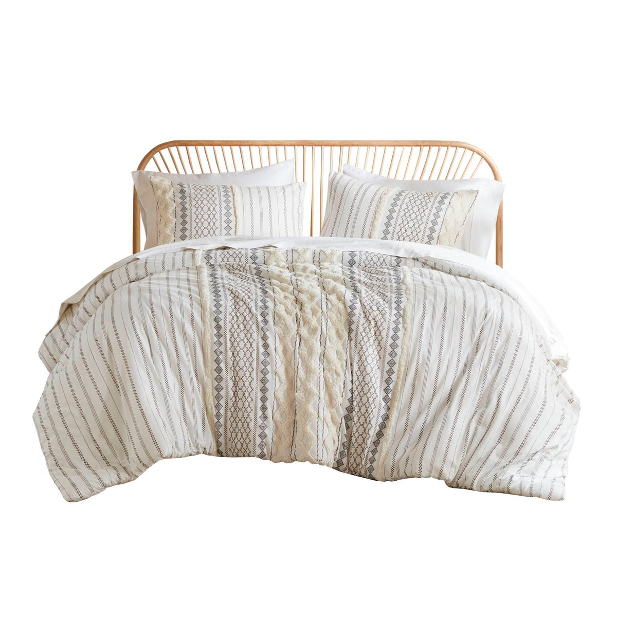 Imani - King Printed Duvet Cover Set With - Ivory
