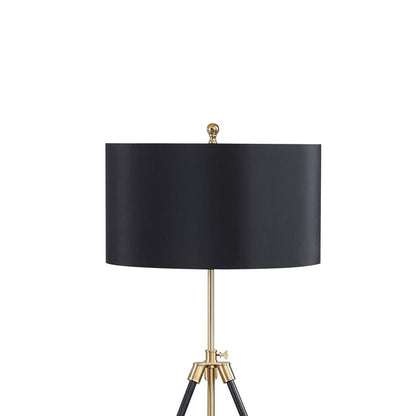 Tripod Drum Shade Floor Lamp With Rotary Switch - Black