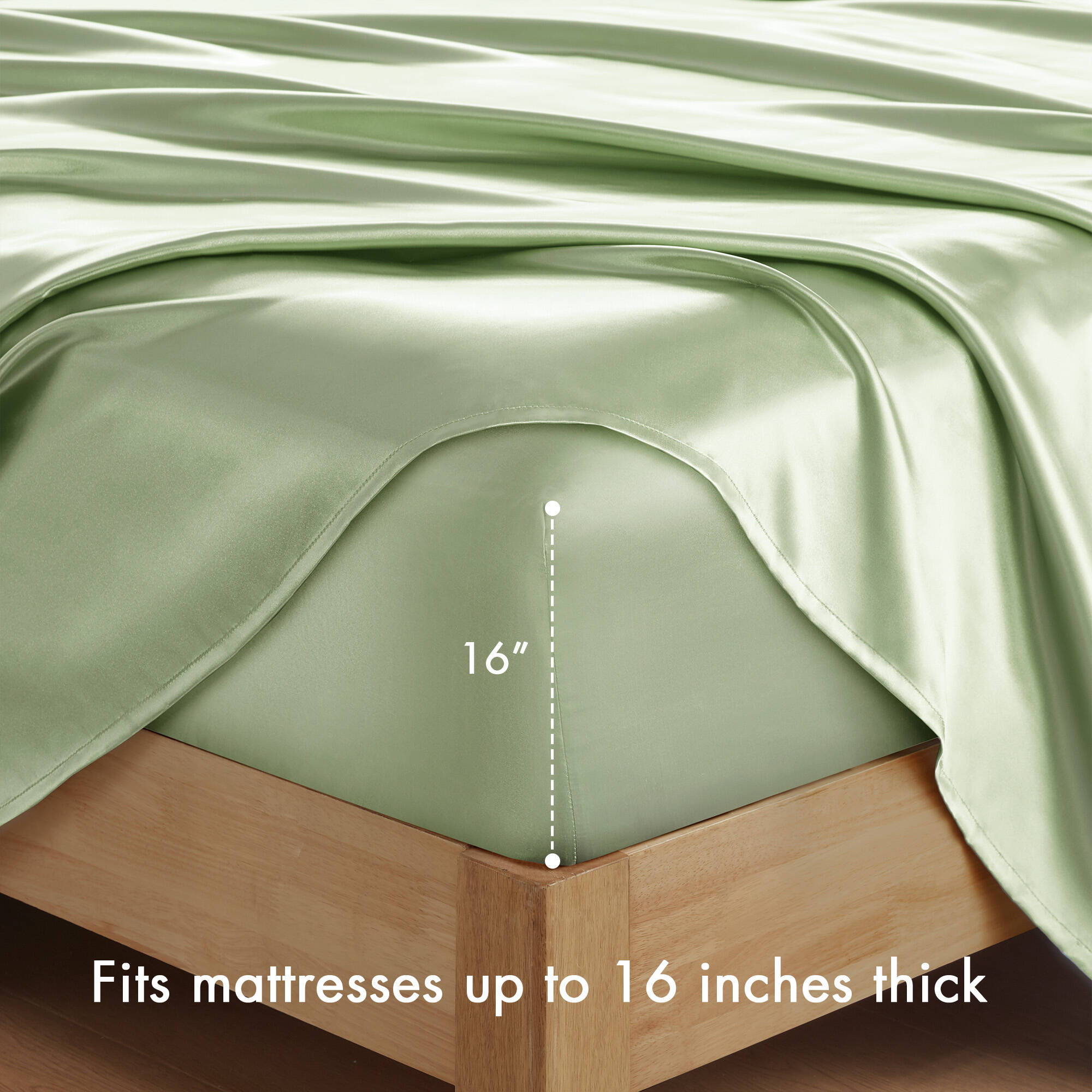 Satin - 6 Piece California King Luxury Sheet Set - Sage