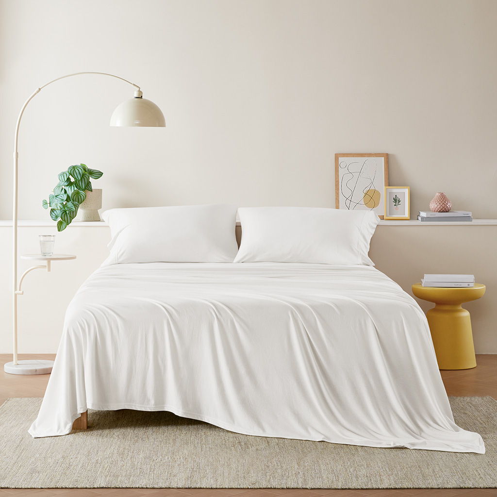 Cotton Blend Jersey Knit - All Season Sheet Set - White