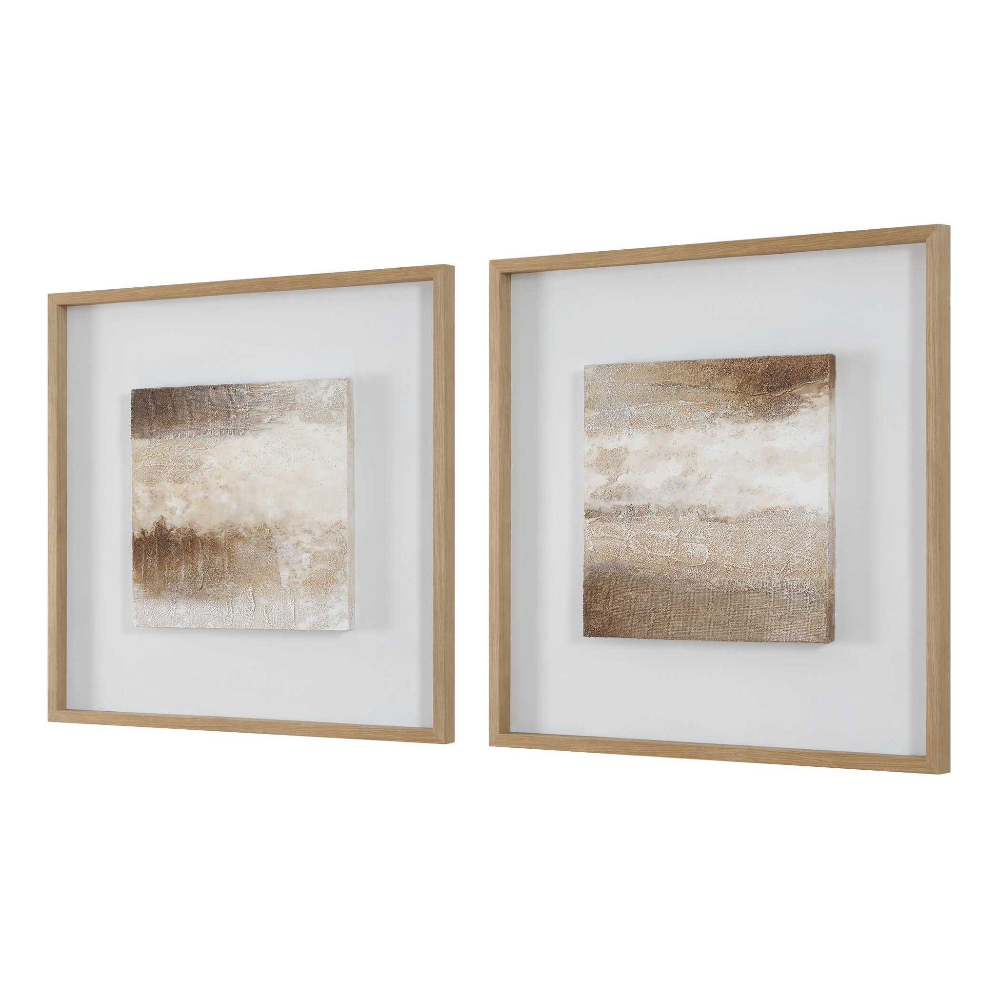 Between Lines - Abstract Painting (Set of 2) - Brown / White