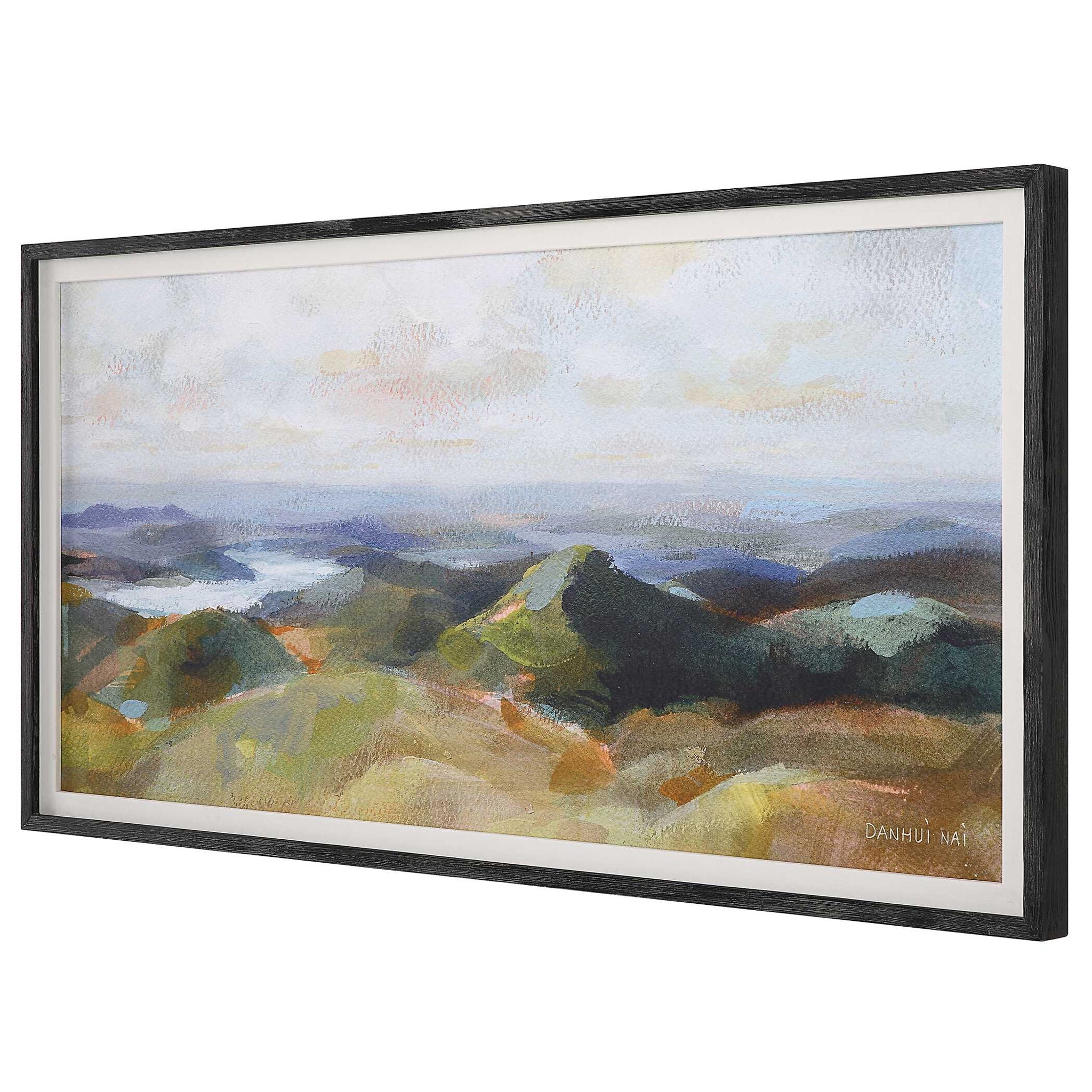 Above The Lakes - Framed Landscape Print - Gray