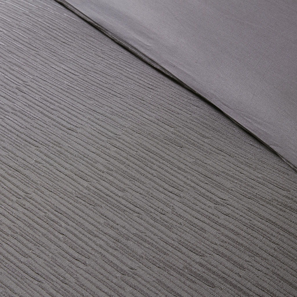 Hanae - Blend Yarn Dyed 3 Piece Duvet Cover Set - Gray