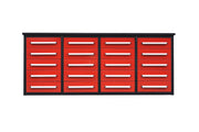Garage Storage Cabinets With Workbench (With 20 Drawers) - Red