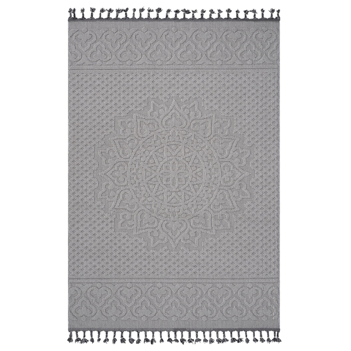 Guros - 6' X 9' Medallion Indoor / Outdoor Area Rug - White