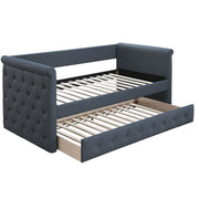 Contemporary Button Tufted Daybed With Slat Trundle