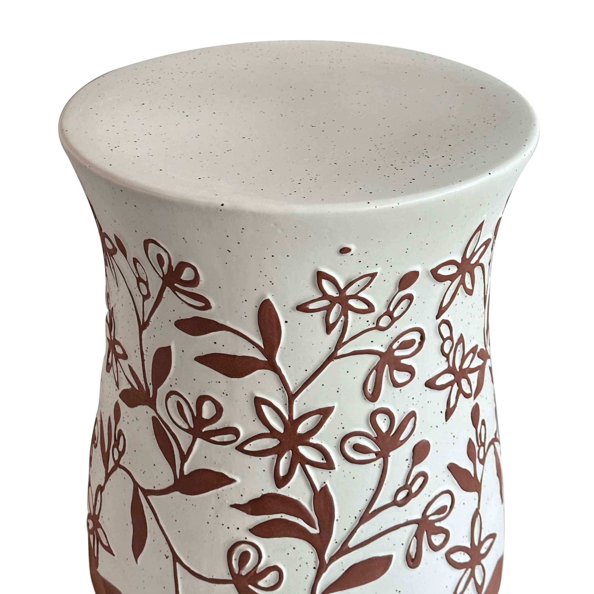 Ceramic Indoor / Outdoor Table - Carved Terracotta