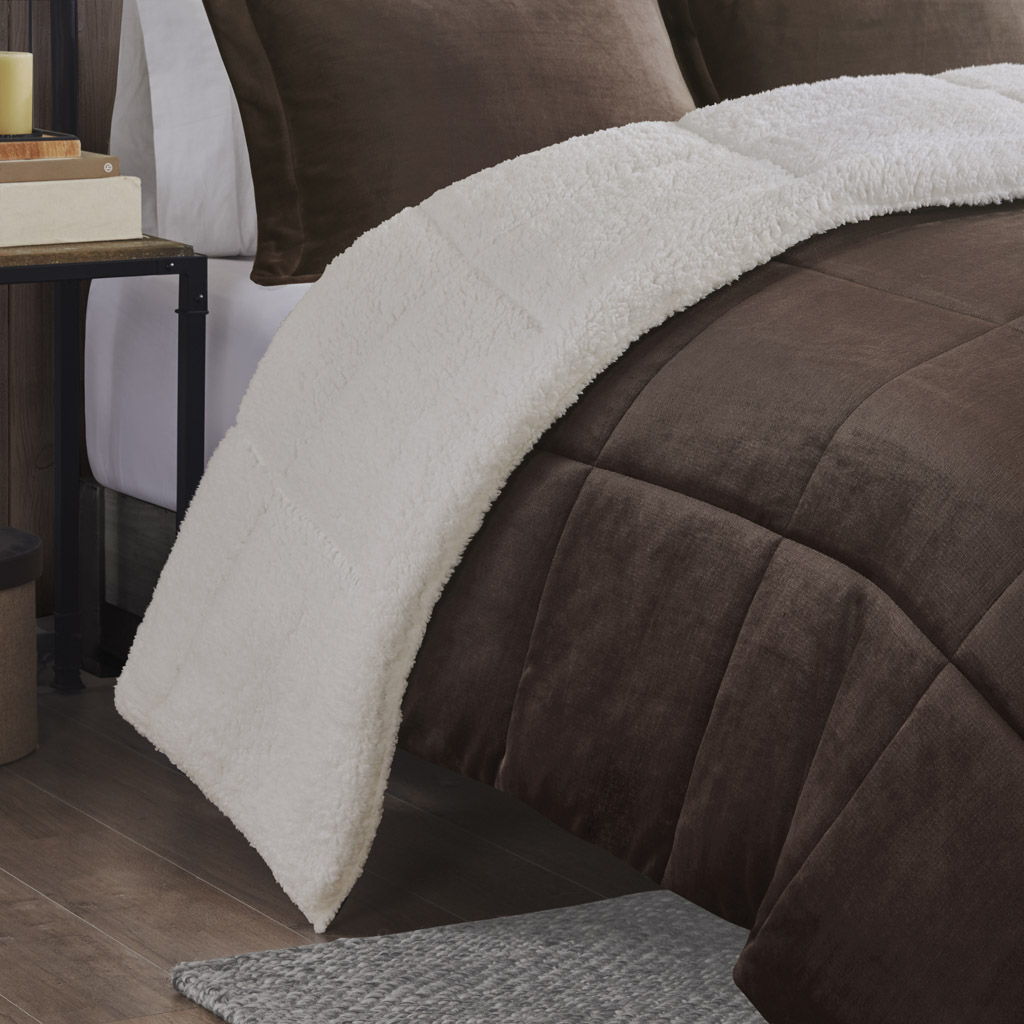 Alton - King Down Alternative Comforter Set - Brown / Ivory