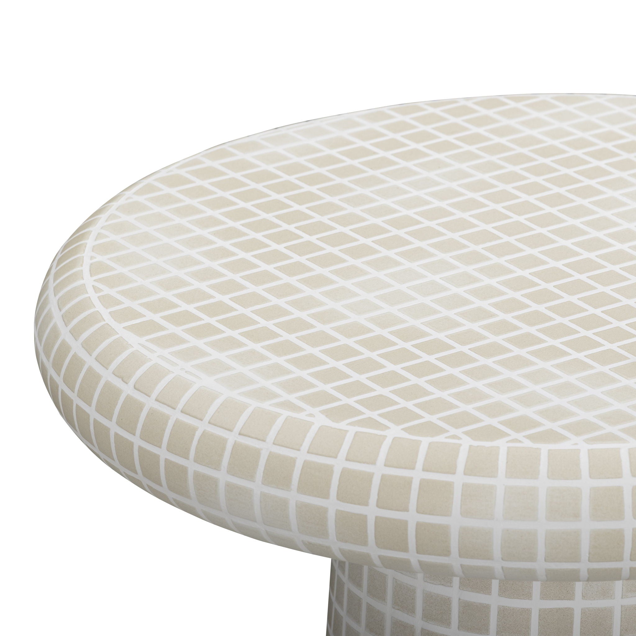 Monica - Tiled Pattern Tall Side Table - Beige