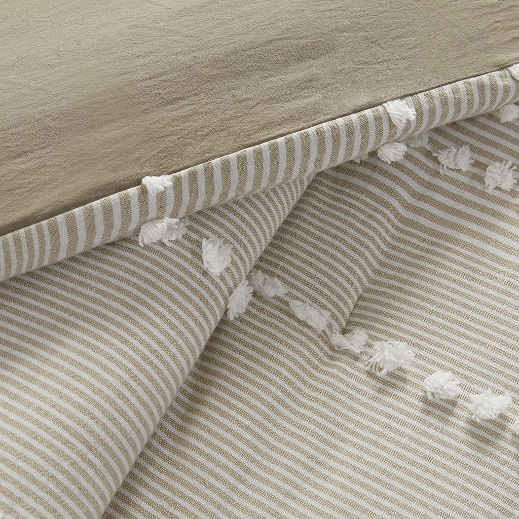 Anslee - King 3 Piece Yarn Dyed Comforter Set - Taupe