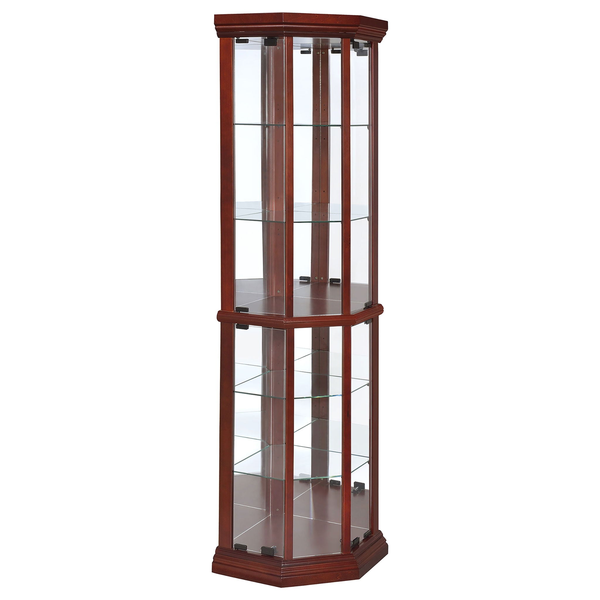 Jacob - 6 Shelf Curio Display Cabinet - Red / Brown