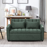 Convertible Sofa Bed Loveseat Sofa With Three USB Ports, Two Side Pockets, Two Cup Holders And 360° swivel Phone Holder For Living Room