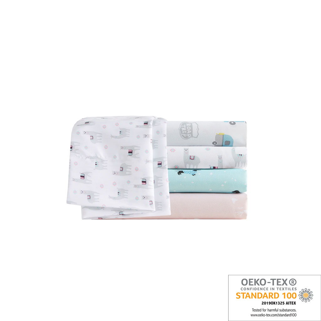 Novelty - Twin Printed Sheet Set - Gray / Blue Road Trip