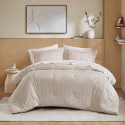 Logan - California King Striped Comforter Set - Neutral