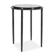 Kennington - Round Glass Accent Table - Black / Brass / Bronze