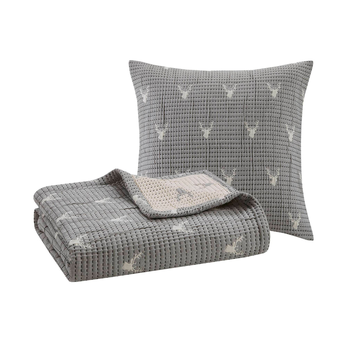 Keystone - Throw / Pillow Set - Gray