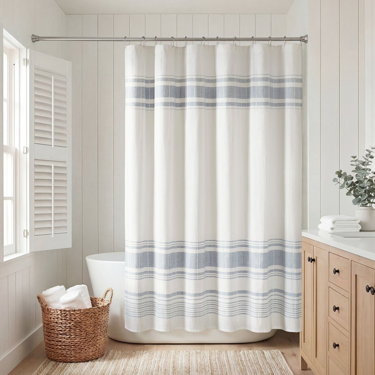 Morgan - Shower Curtain - White / Blue