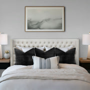 Amelia - King Upholstered Wingback Headboard With Button Tufting & Nailhead Trim - Beige Velvet