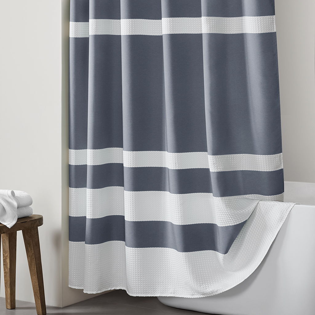 Spa Waffle - 72" x 72" Shower Curtain With 3M Treatment - Dark Blue