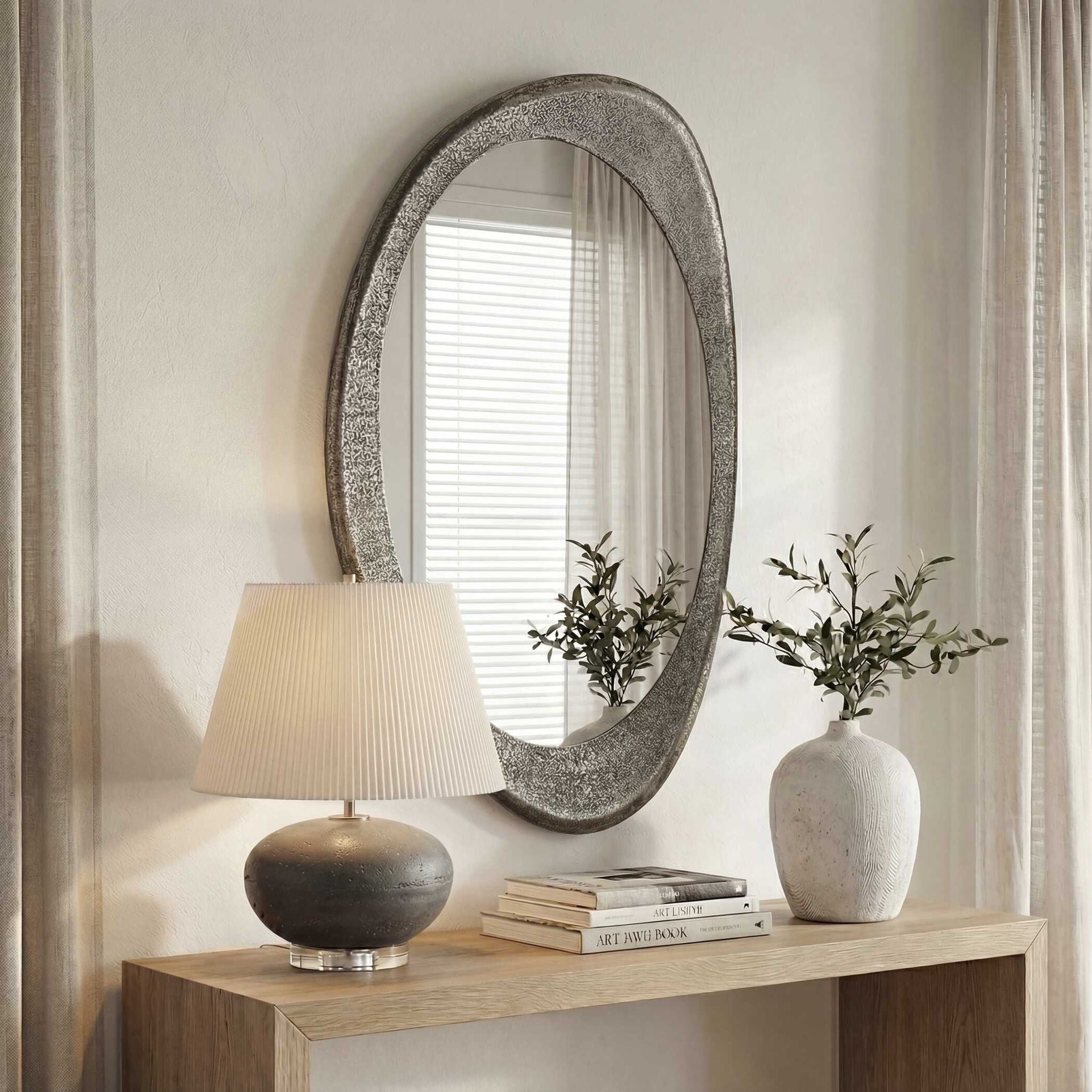 Schiller - Oval Mirror - Antique Nickel