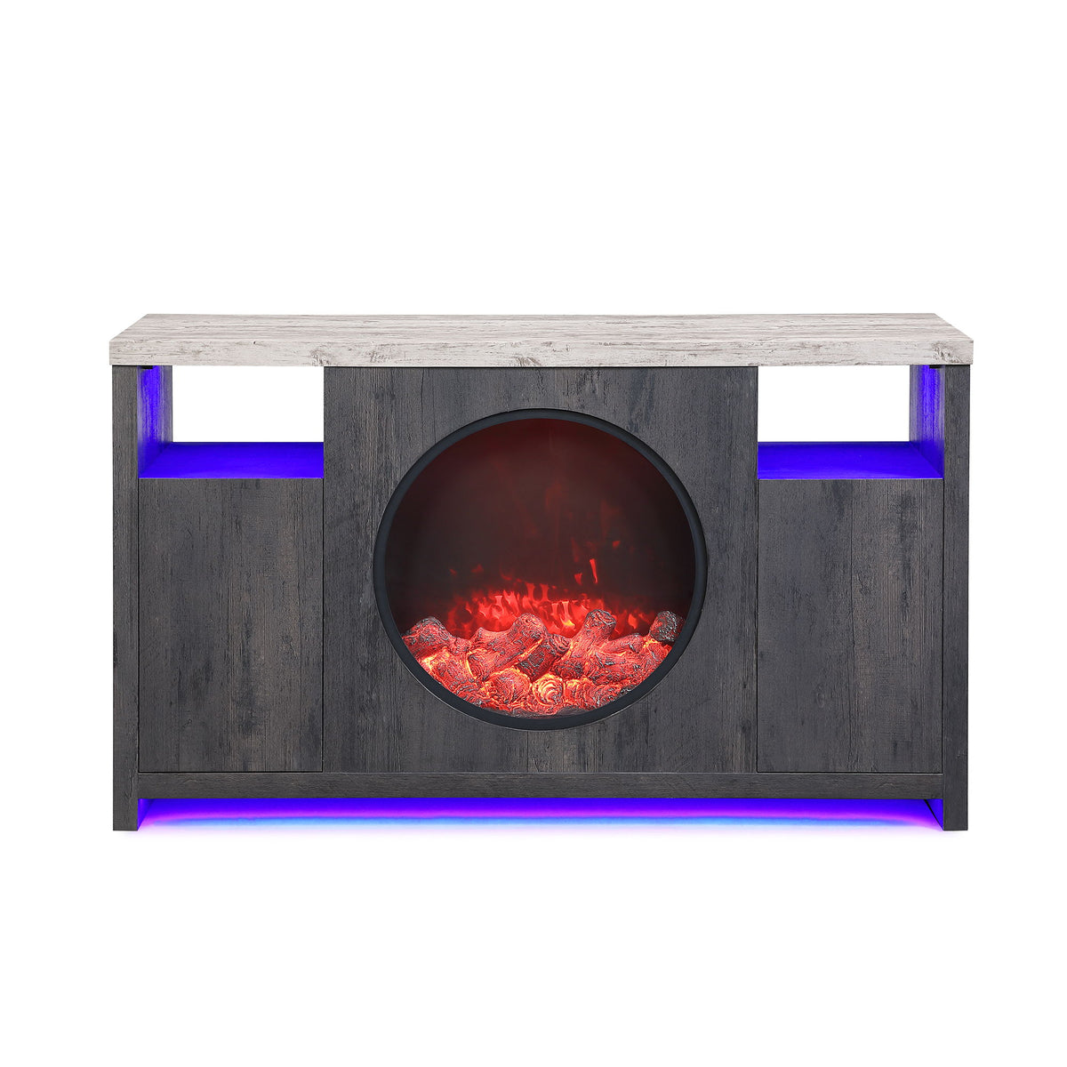 Nancy - Entertainment Unit With Bluetooth Speaker And LED Lighting - Gray