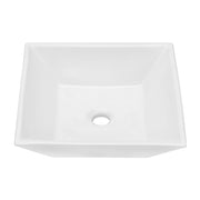 16" 6" Modern European Square Vessel Sink Glossy Porcelain Bathroom Vanity Top Above Counter Ceramic Basin - White