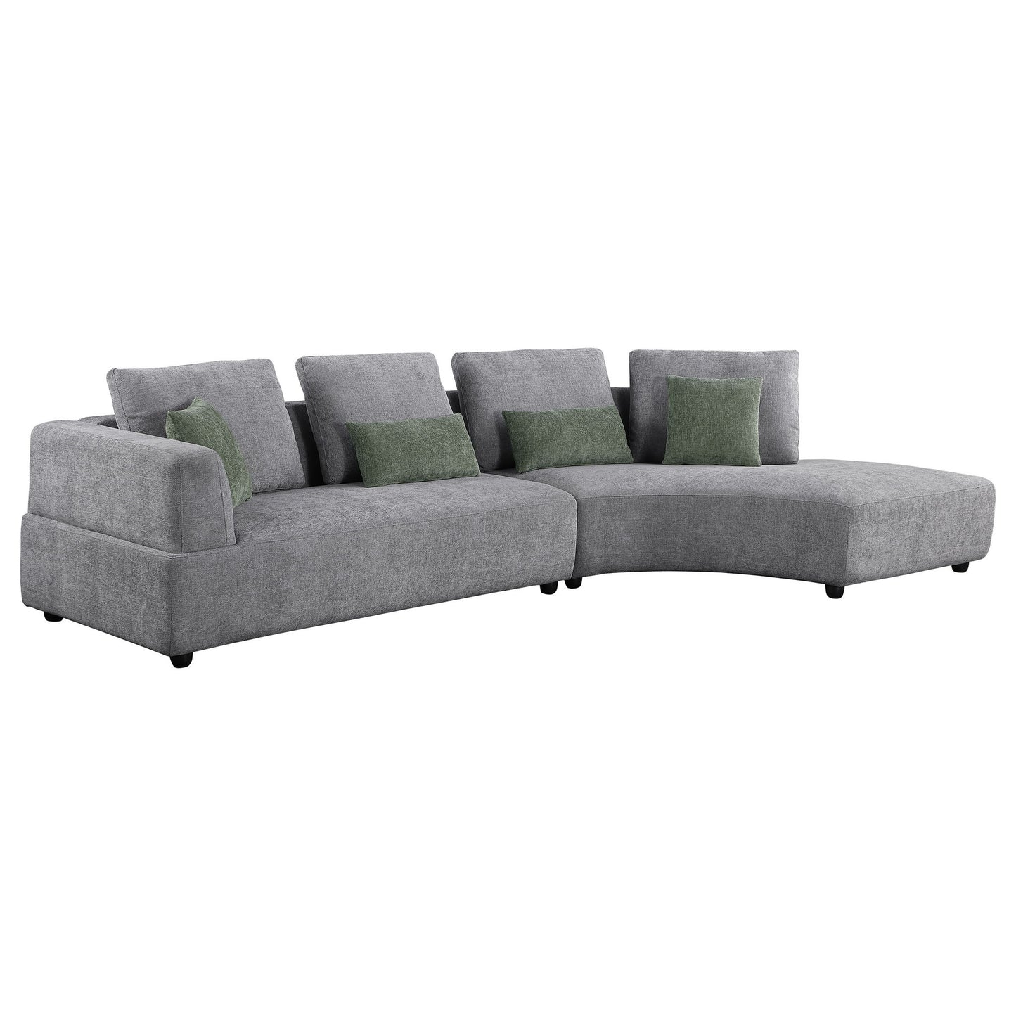 Lincoln - Upholstered Curved Sectional Sofa With Pillow Back Cushions - Gray