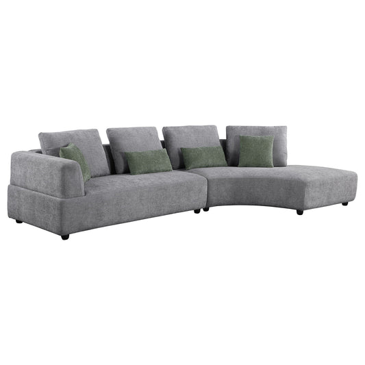 Lincoln - Upholstered Curved Sectional Sofa With Pillow Back Cushions - Gray