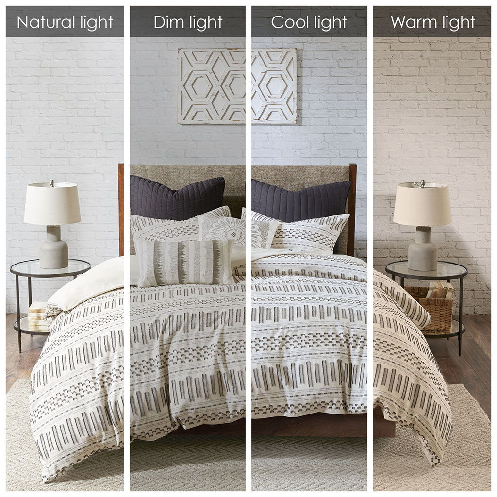 Rhea - Duvet Cover Mini Set - Ivory / Charcoal