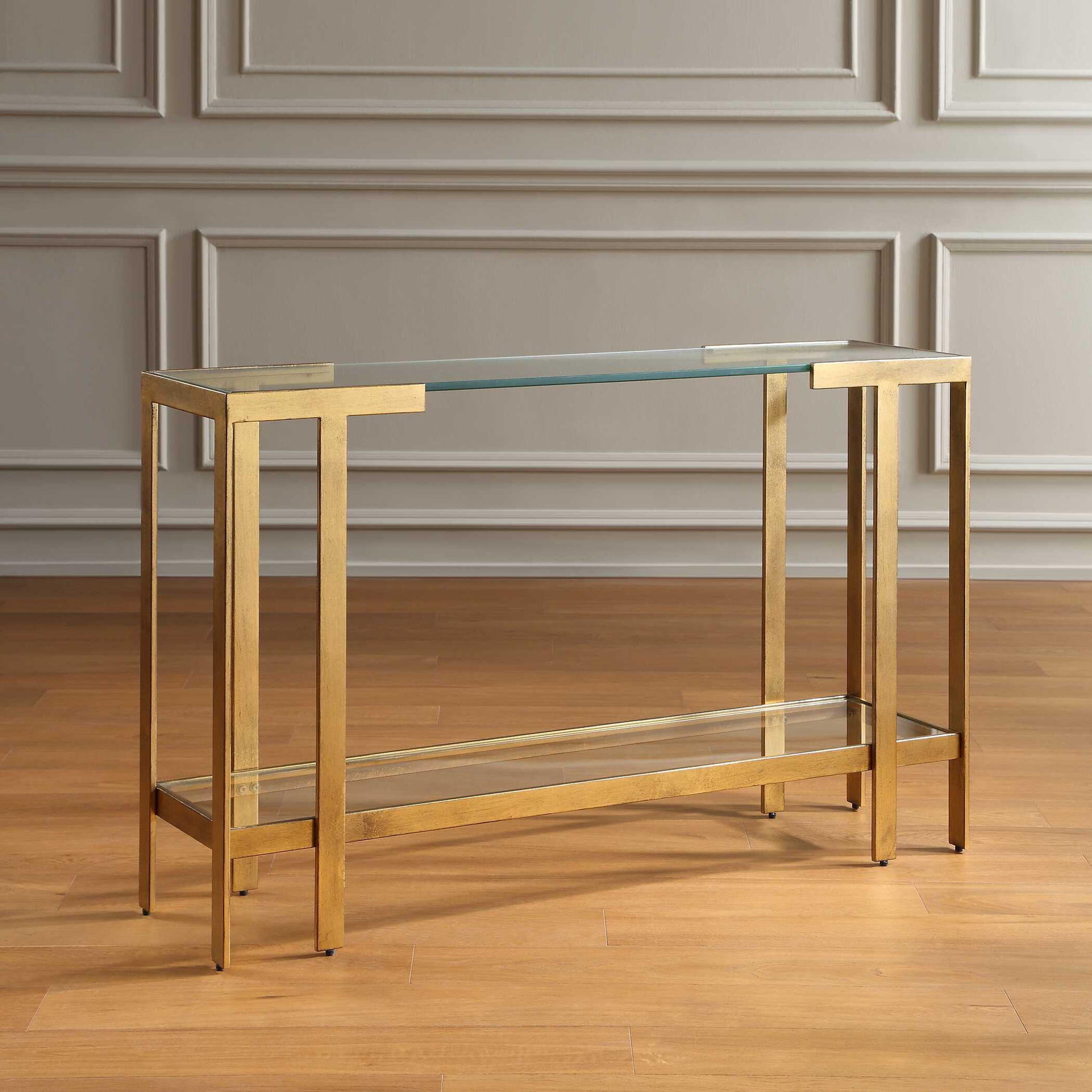 Kendrick - Glass Console Table - Gold