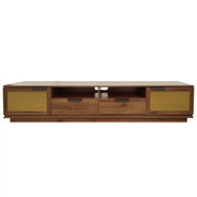TV Stand With 2 Drawers And Open Shelving - Walnut