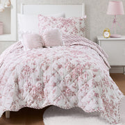 Adele - 3 Piece Twin/Twin Long Quilt Set - Pink / White