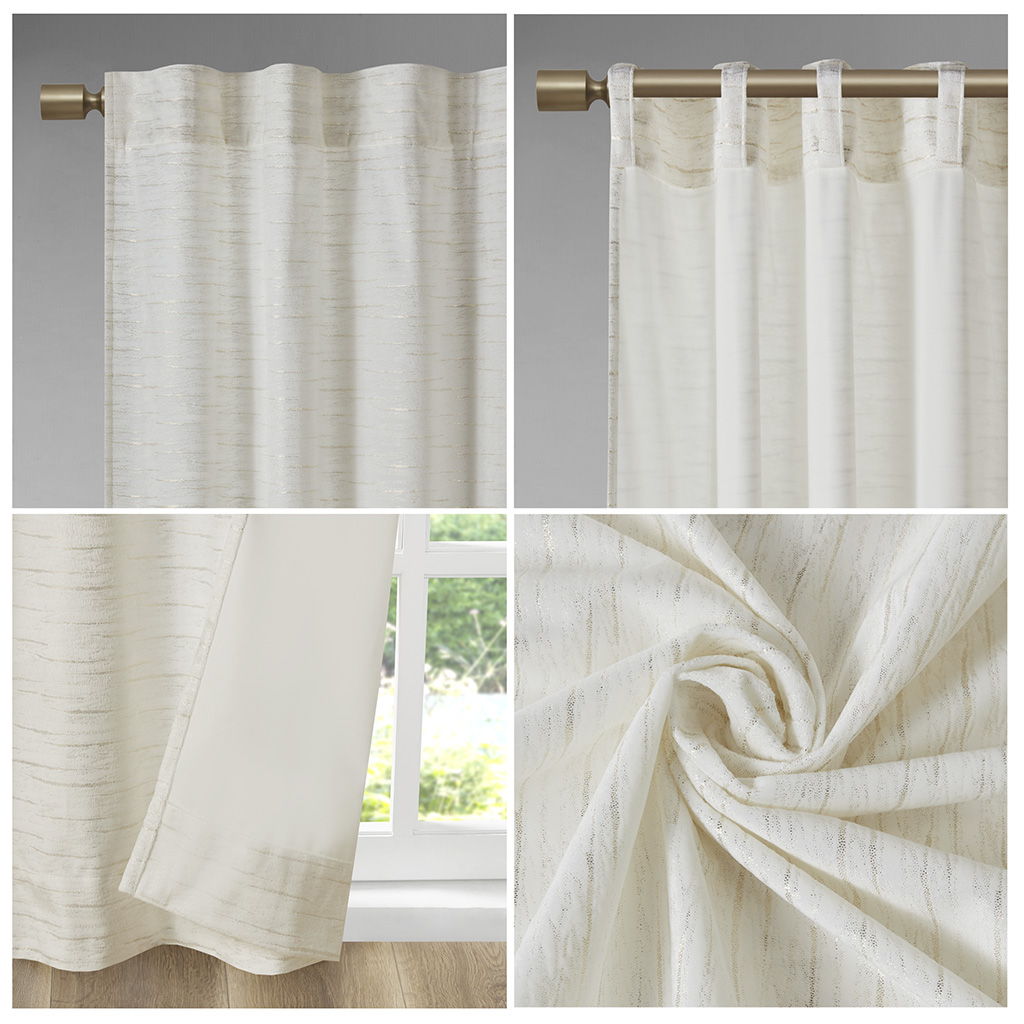 Colt - Room Darkening Metallic Printed Poly Velvet Rod Pocket/Back Tab Window Panel Pair - White/Gold