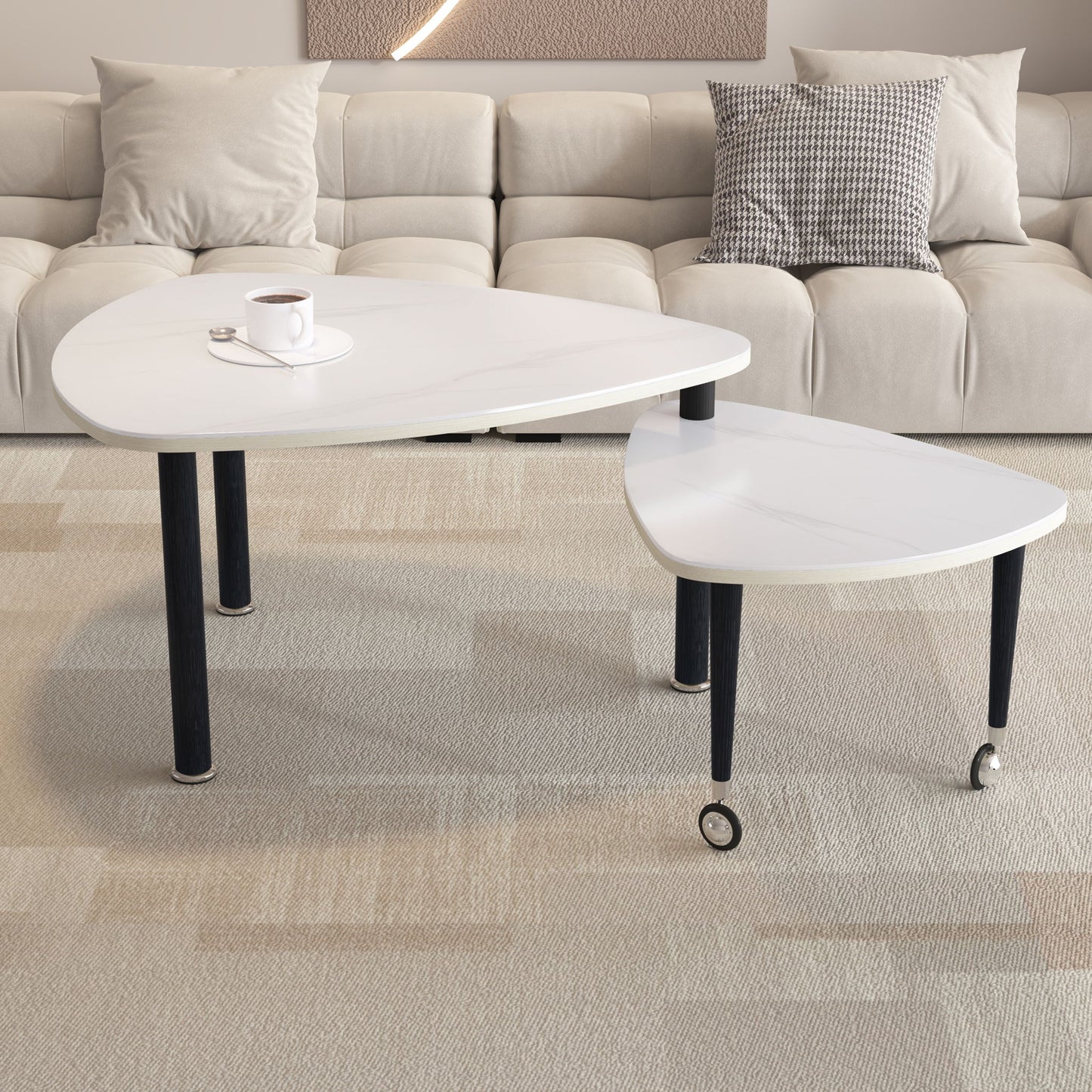 360 Degree Rotatable Coffee Table With Solid Legs