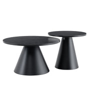 Nesting Coffee Table, Adjustable Foot Pads For Living Room (Set of 2) - Black