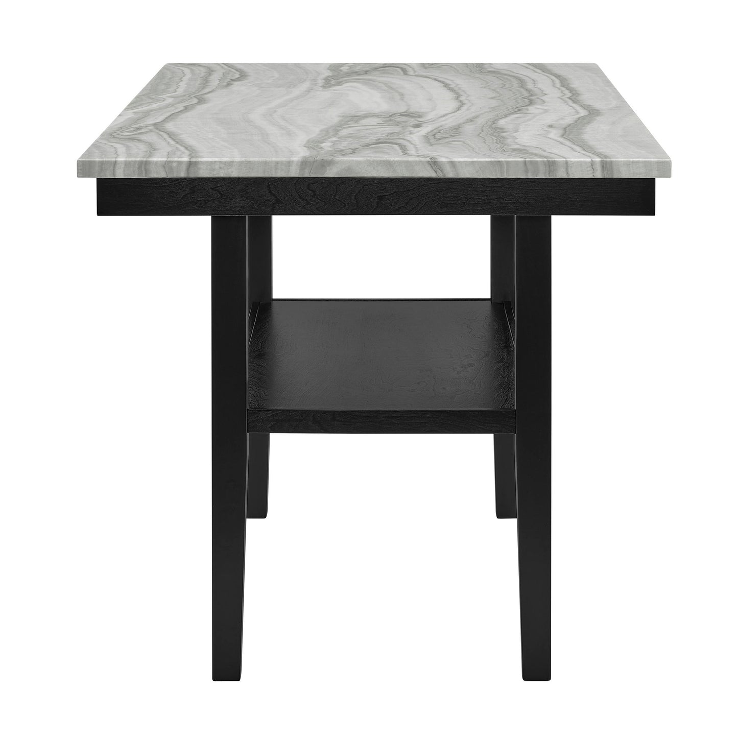 Marbel - 5 Piece Faux Marble Counter Height Set - Dove / Black