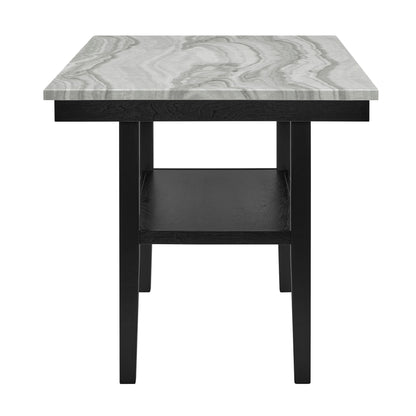 Marbel - 5 Piece Faux Marble Counter Height Set - Dove / Black
