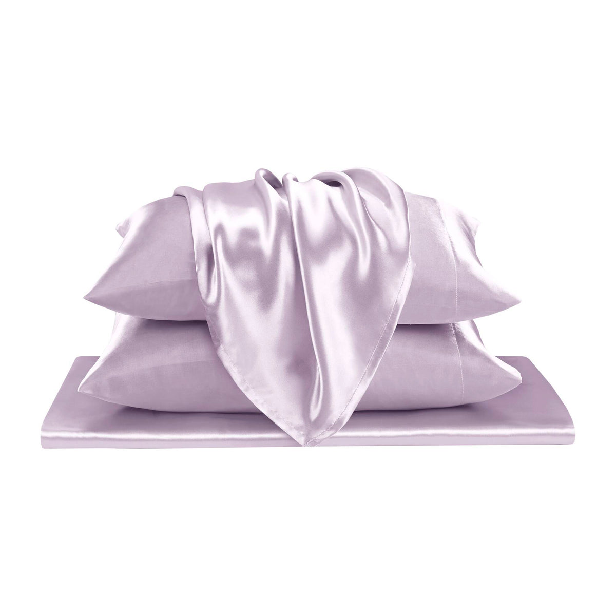 Satin - 6 Piece Full Luxury Sheet Set - Lilac