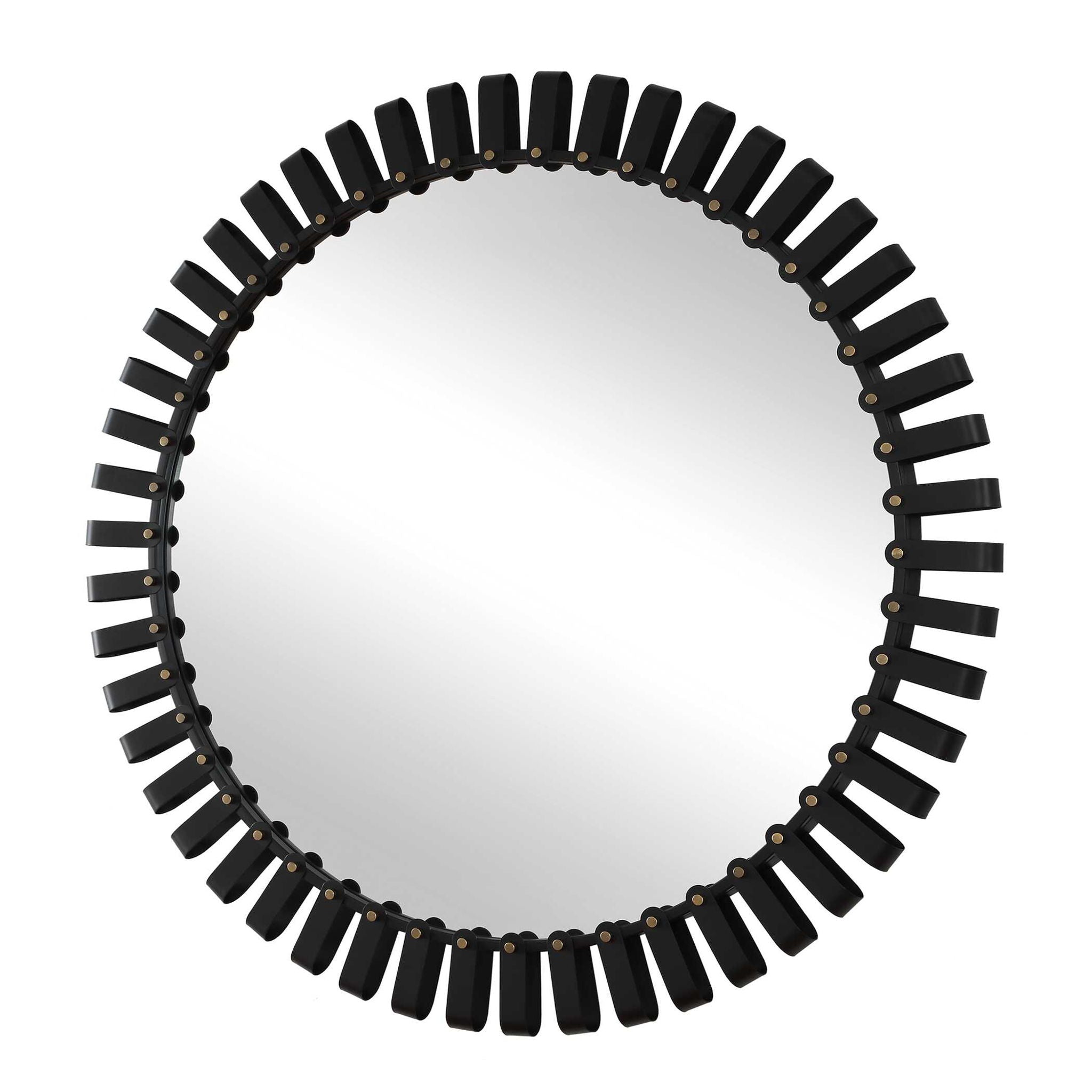 Jael - Round Iron Bands Mirror - Black