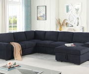 Dark Gray Woven Sleeper Sectional Sofa with Right-Facing Storage Chaise