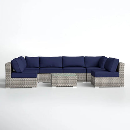 Seating Set With Cushions Handcrafted Wicker Design