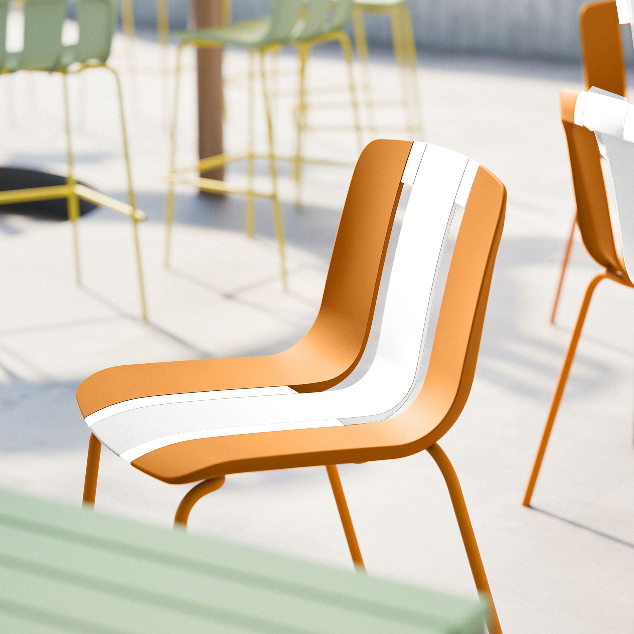 Modern Striped Blocking Single Chairs, Waterproof And Fade Resistant (Set of 4)