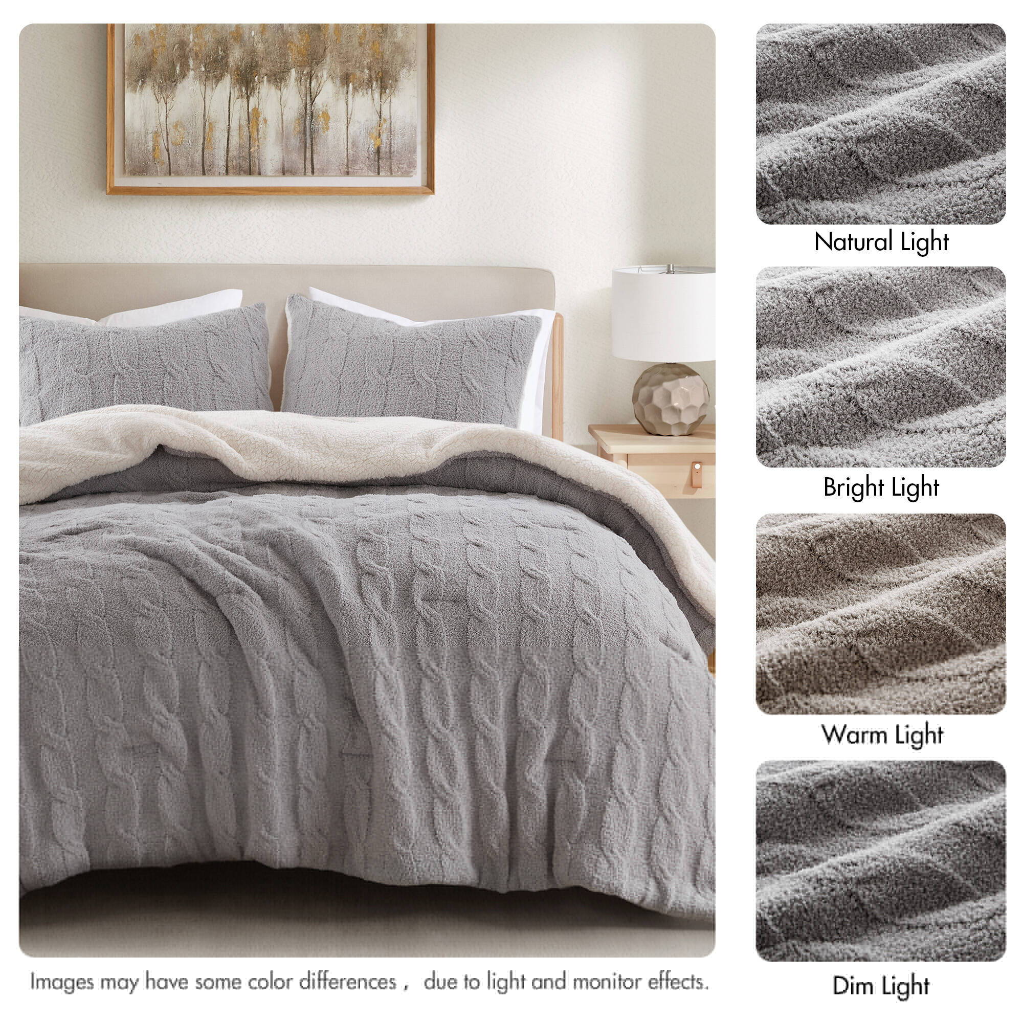 Riordan - King Cable Knit Comforter Set - Gray