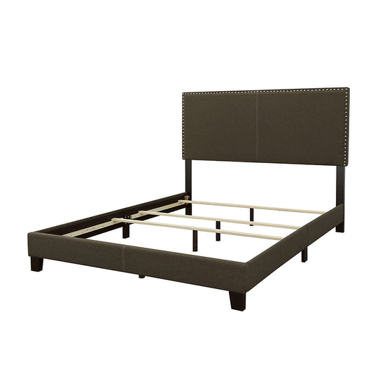 Upholstered Full Bed With Nailhead Trim - Charcoal