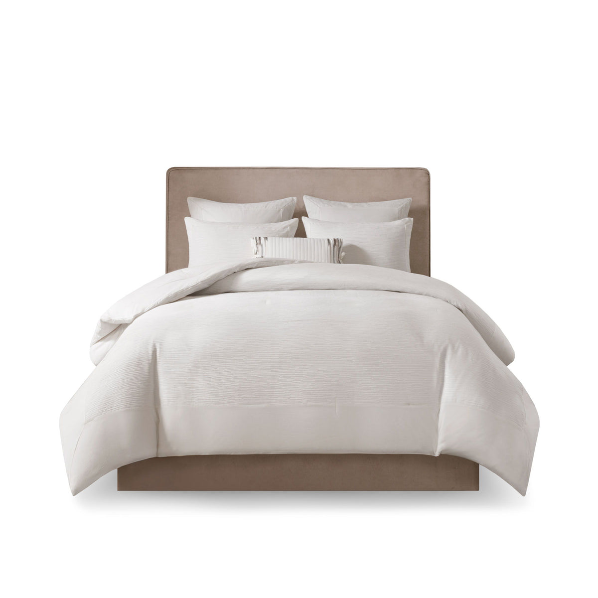 Hanae - King Blend Yarn Dyed 3 Piece Comforter Set - White